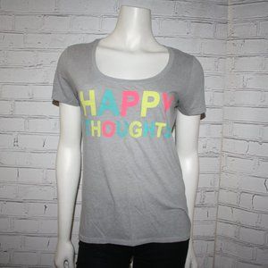 🌈🧠 Arizona Jeans Co “Happy Thoughts” Tee · Size M · Gray + Colorful Graphic